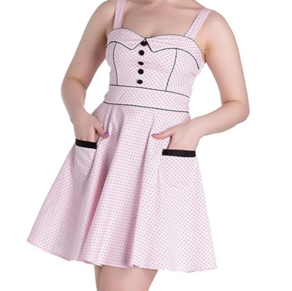 Hell Bunny Vanity Pink Polkadot mini dress